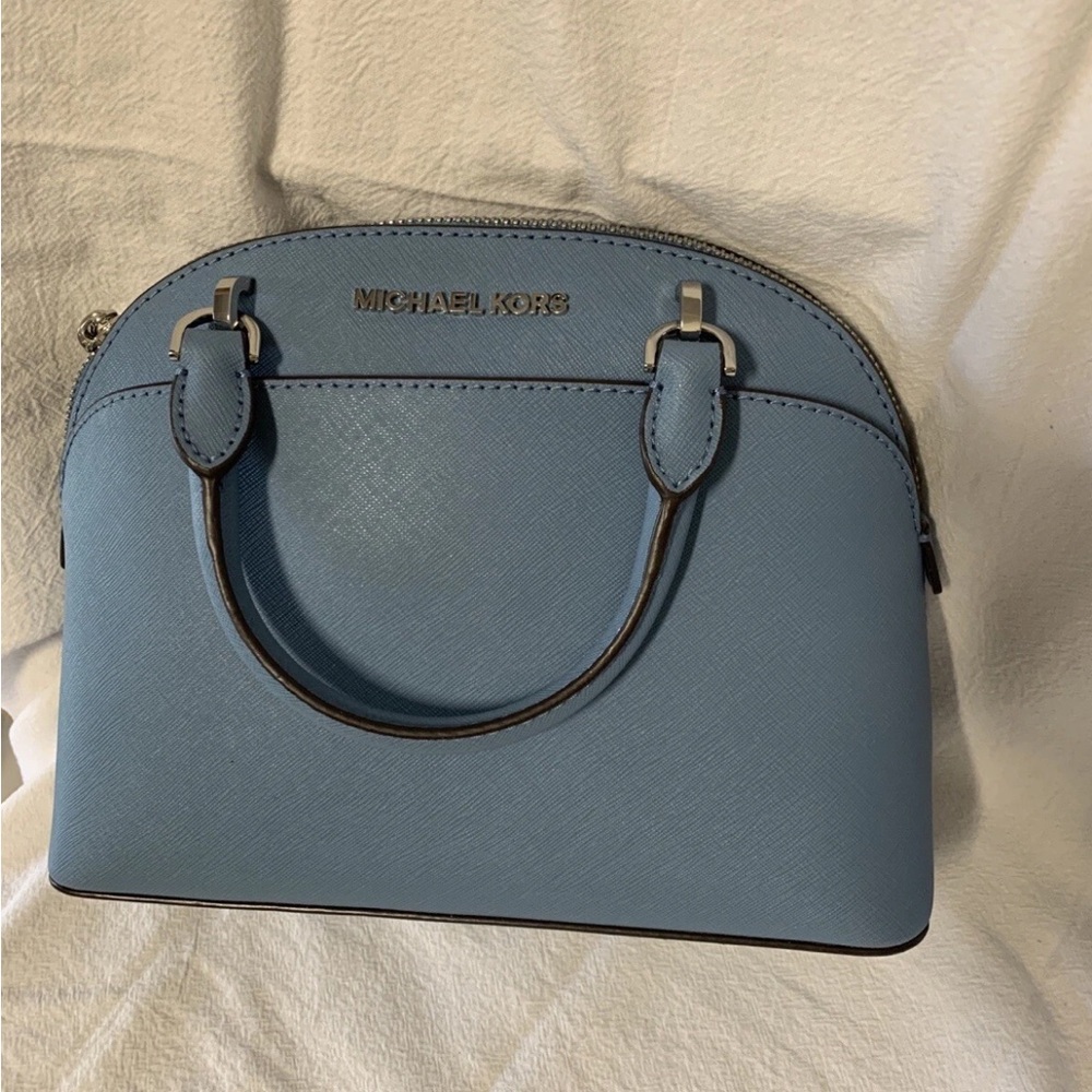 NWT Michael Kors Jet Set Emmy Saffiano Leather Crossbody Bag Sky Blue